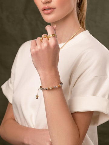 Nialaya Women's Beaded Bracelet Women's Beaded Bracelet with Botswana Agate